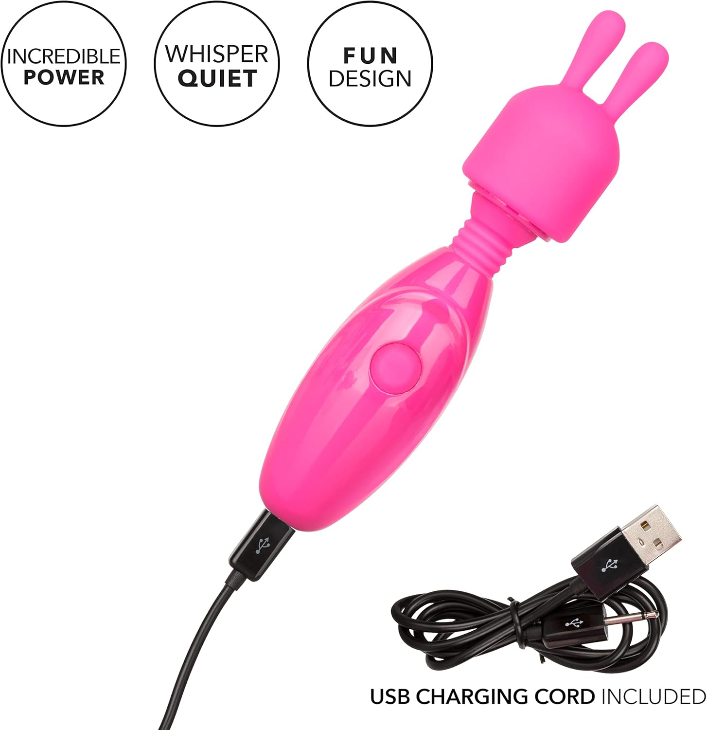 Calexotics Tiny Teasers Bunny - Waterproof Bullet Vibrator with Removable Rabbit Tip - Adult Pocket Vibrator Toys for Couples - Pink - Nubby image number 6