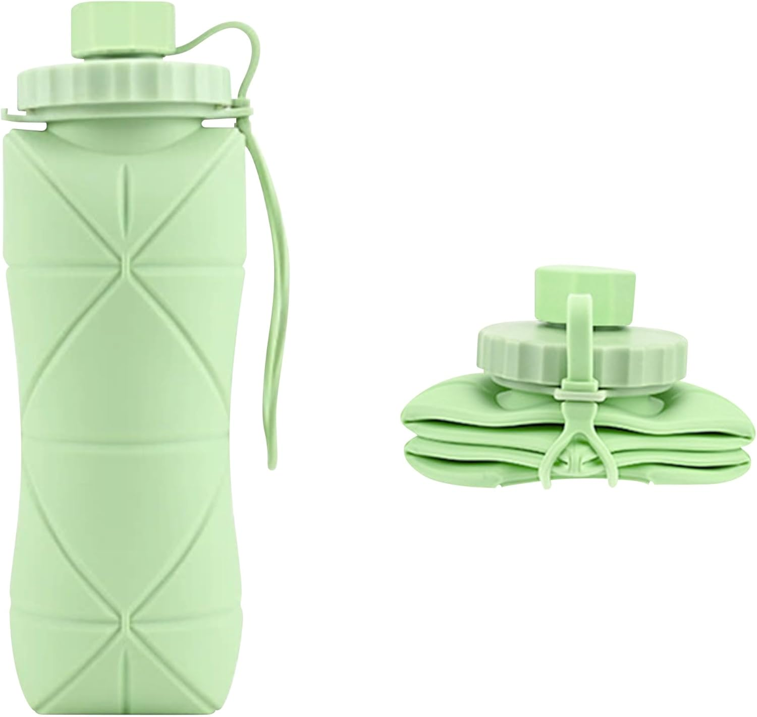 Collapsible Water Bottle 20.3 Oz, Leak Proof Lid Reusable, Bpa-Free Silicone Collapsible Travel Water Bottle for Hiking, Outdoor Sports, Gym, Camping image number 2