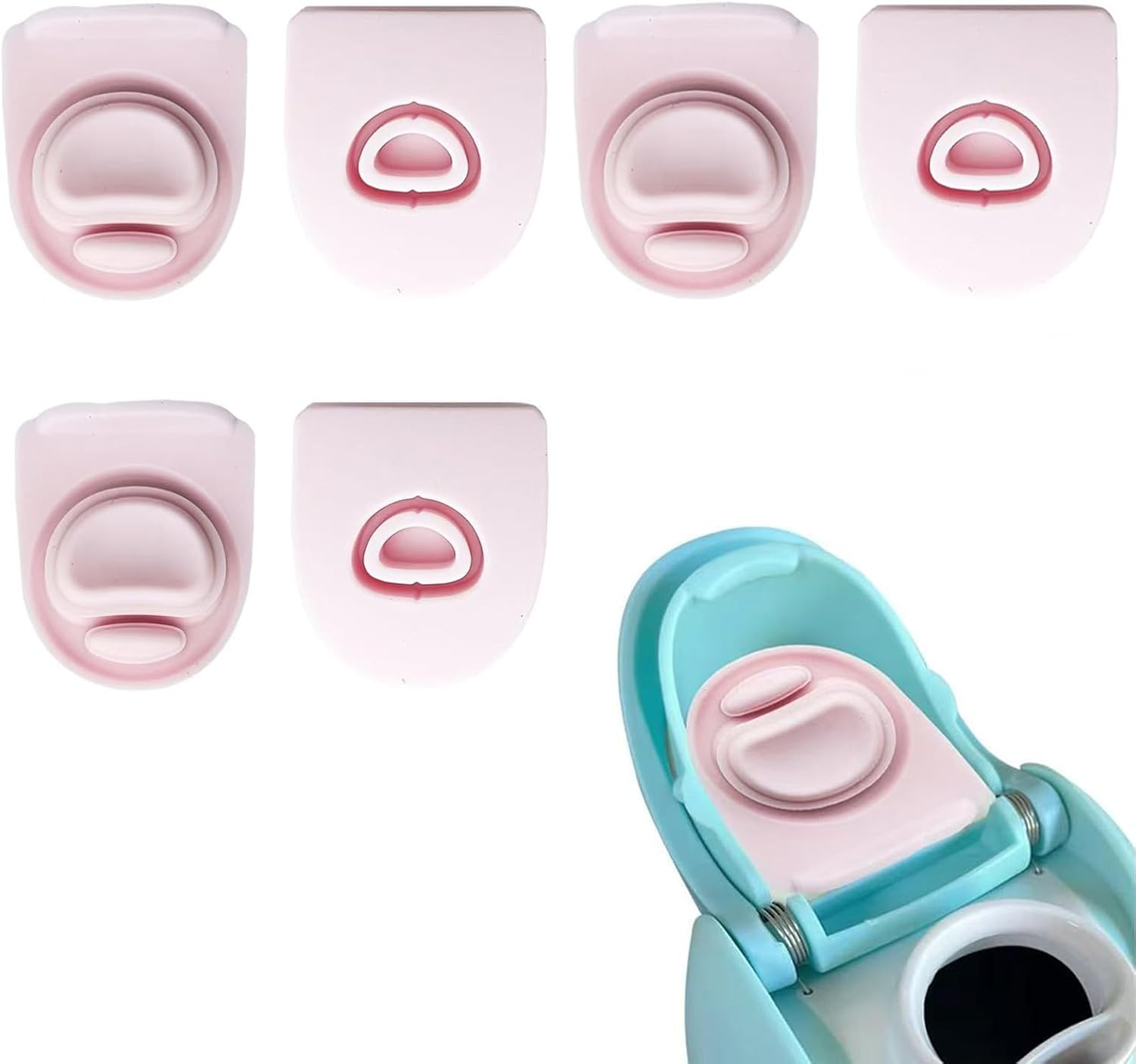 HAOQYUYN 6 Pcs Replacement Stopper, Compatible with Owala Freesip, Suitable for Owala 19/24/32/40 Oz BPA Free Sealed Bottle Cap Mouth Plug Gasket Silicone Plug Accessory (Cyan)