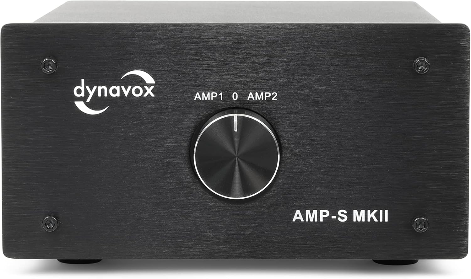 Dynavox AMP-S MKII Amplifier and Speaker Switch in Metal Housing for Stereo and Surround Amplifier, Banana Plug or Clamp Connection, Black