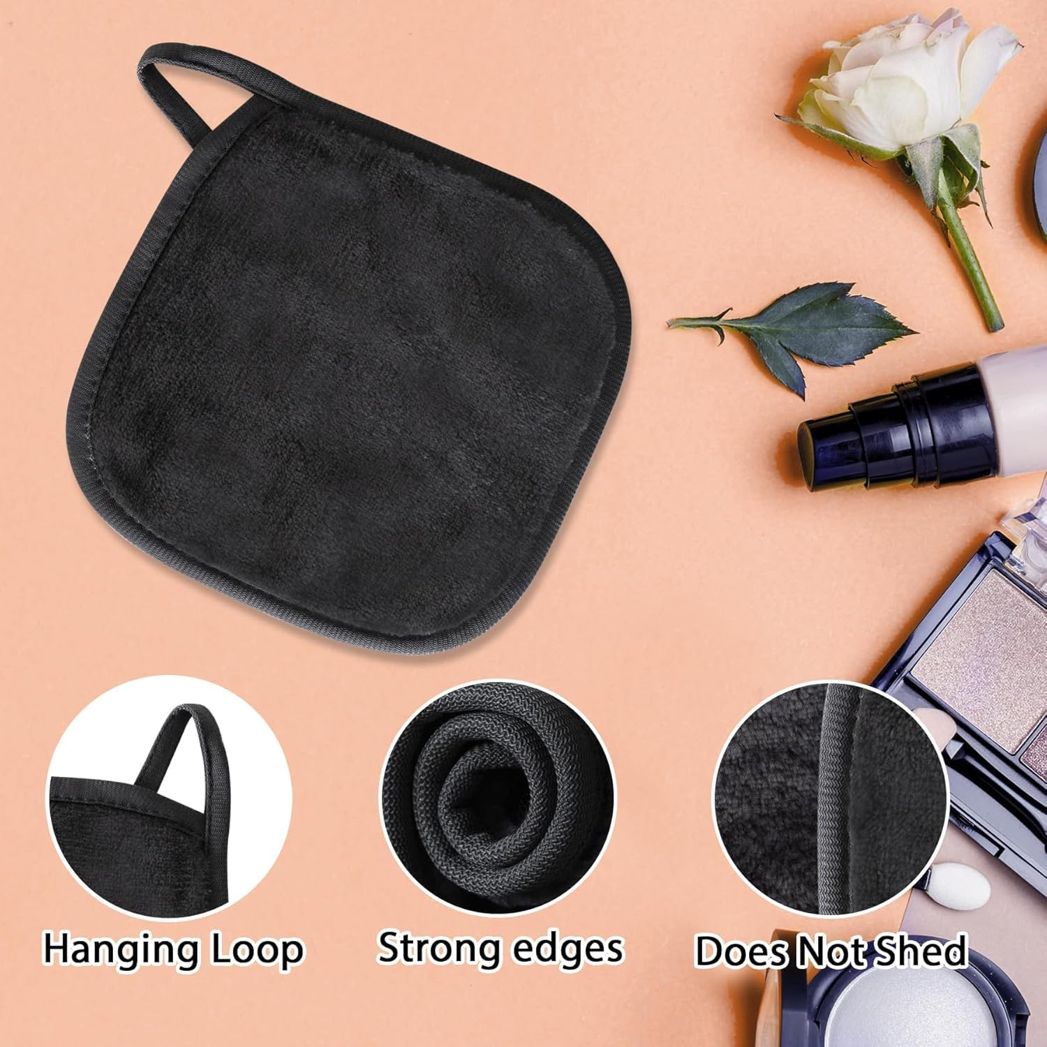 Makeup Remover Cloth-12 Pack 6" X 6" Makeup Remover Towels Reusable Face Cloth for Washing Face, Makeup Remover Pads Microfiber Face Washcloth with Mesh Bag, Grey image number 6