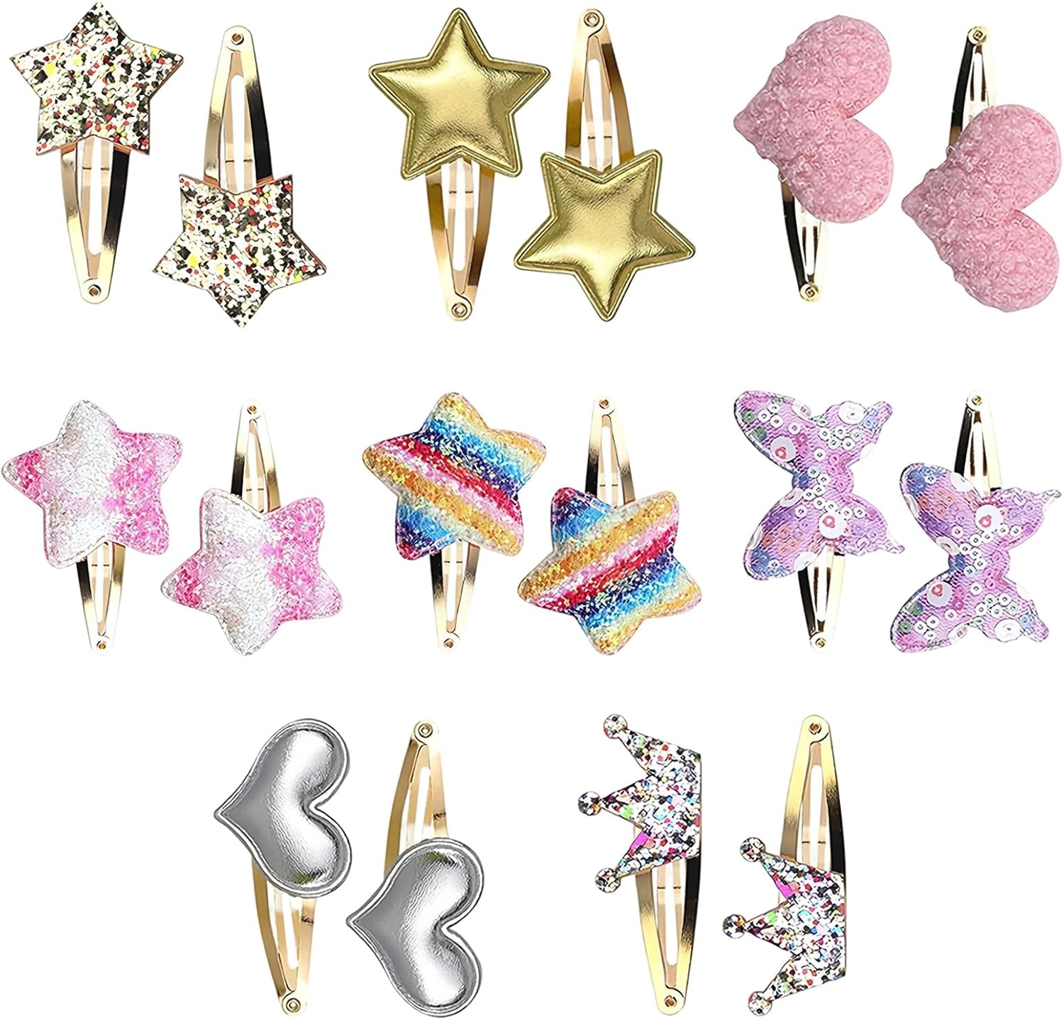 Hair Clips Set, White Metal Hair Accessories for Girls and Toddlers, Cute Designs for Daily Wear and Parties image number 1