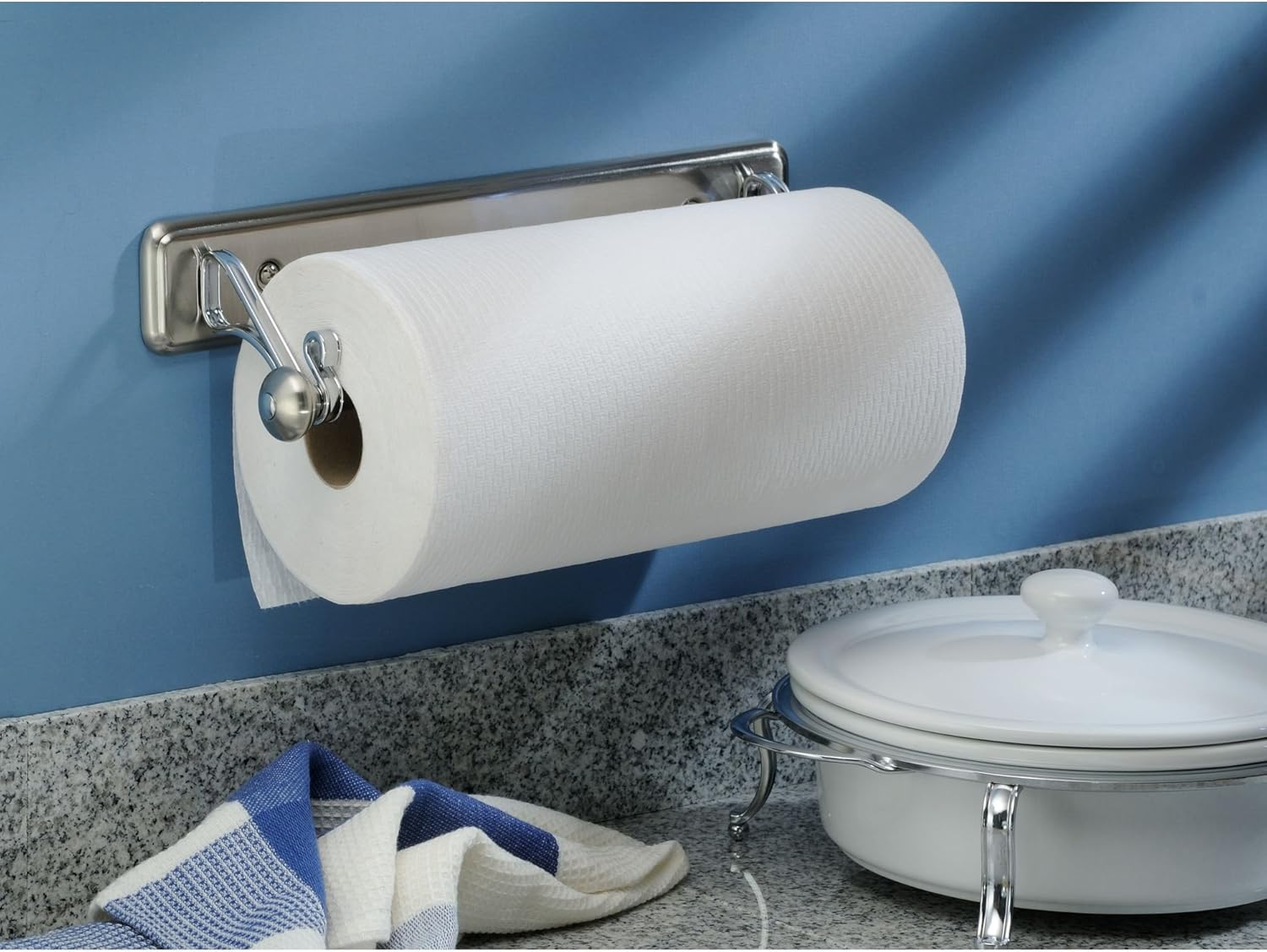 Interdesign York Lyra Paper Towel Holder for Kitchen - Wall Mount, Split Finish