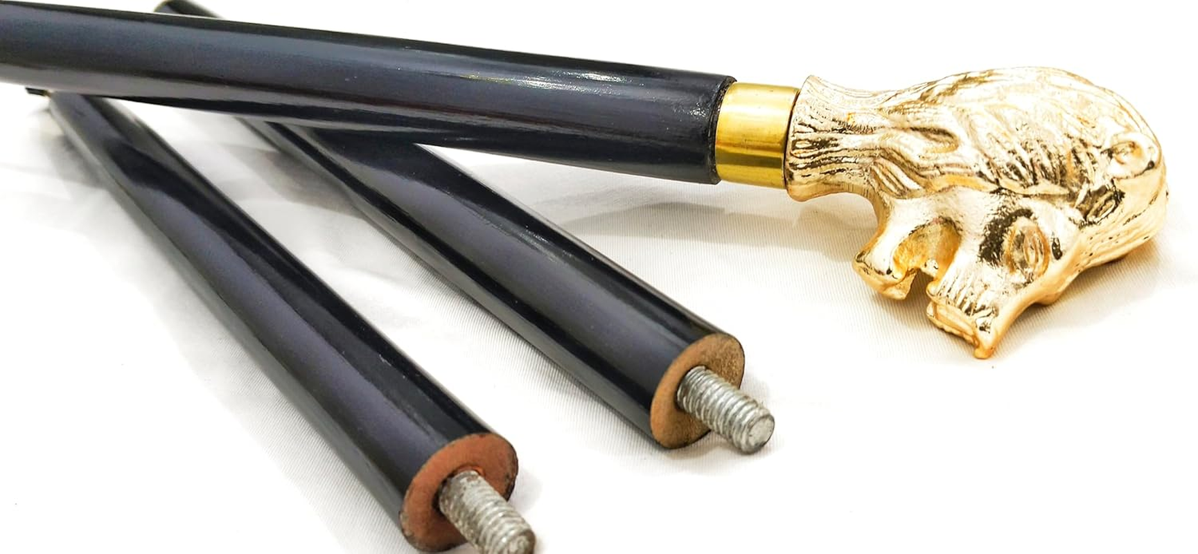 Generic Antique Soild Brass Lion Head Walking Cane/Stick, Premium Quality Brass and Wood, Vintage Designer Handmade Walking Stick for Men, Women, Hiking, Camping, Senior (36 Inch) image number 2