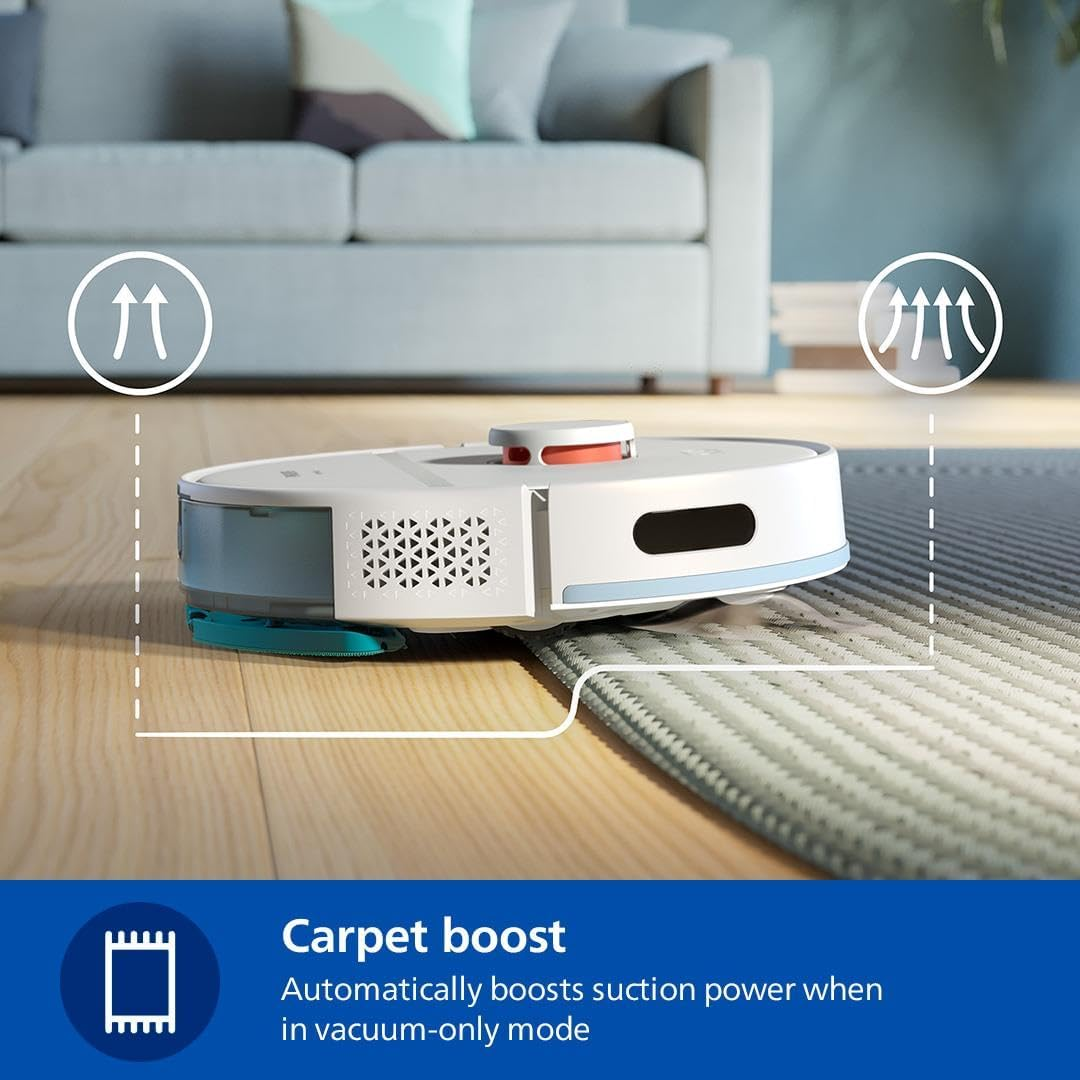 Philips Homerun 2000 Series: 2-In-1 Robot Vacuum and Mop with 2700 Pa Suction & 130 Min Runtime, Laser Navigation, Carpet Boost, App-Controlled, White (XU2000/20) image number 3