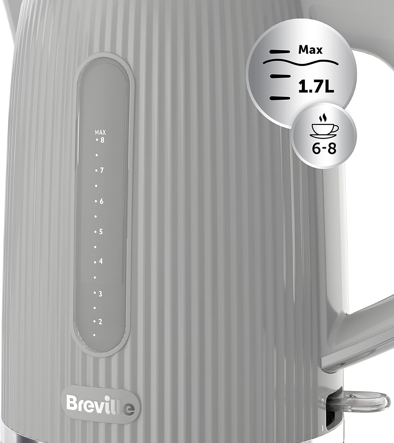 Breville Bold Ice Grey Electric Kettle | 1.7L | 3Kw Fast Boil | Grey & Silver Chrome [VKT222] - Cream image number 7