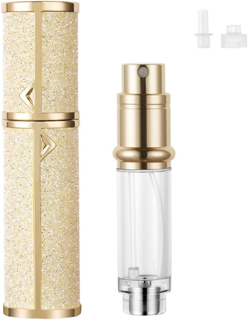 LOPHE Perfume Travel Bottle, 5ML Luxurious Perfume Atomiser Refillable, Shining Perfume Spray Bottle, Easy to Refill Perfume Atomiser for Women Men (Pink)