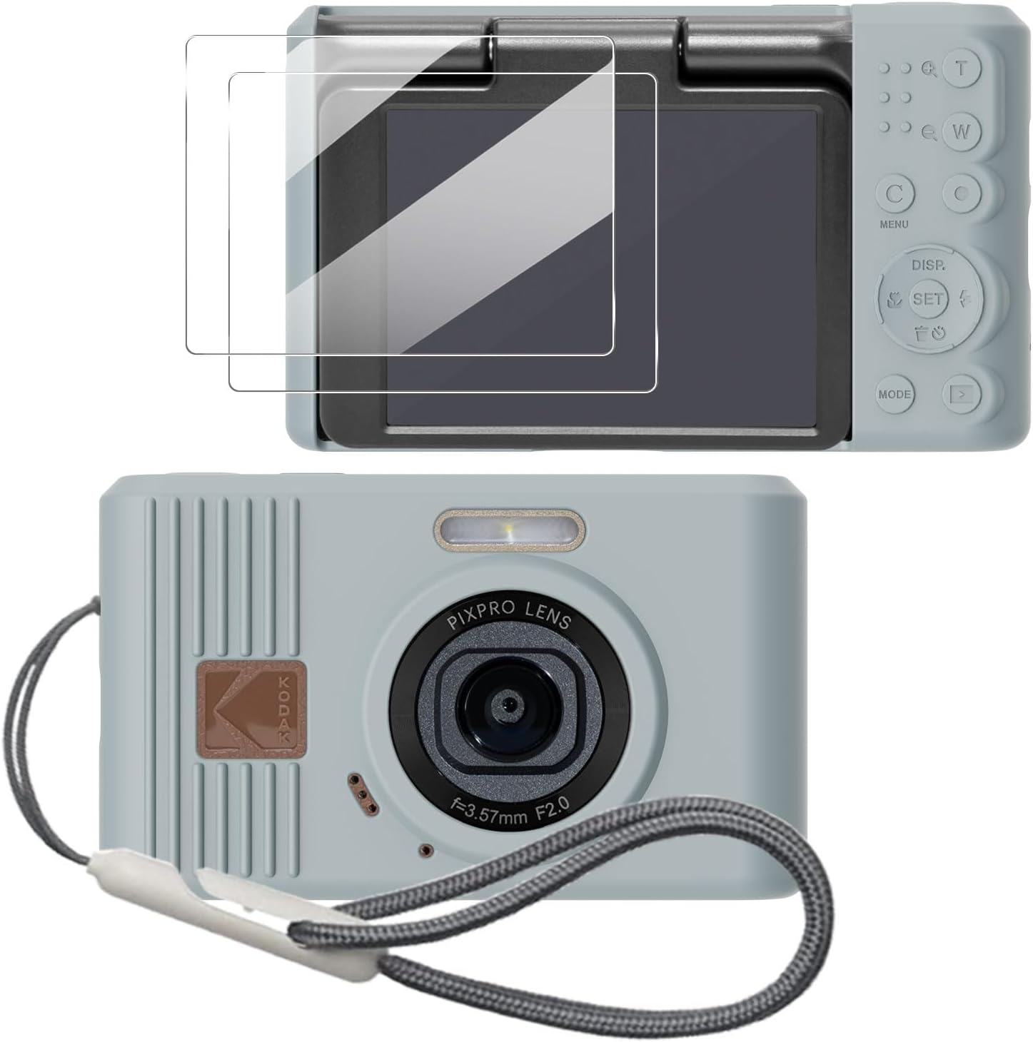 Tedubax Silicone Case for Kodak Pixpro C1 Digital Camera with 2PCS Screen Protector and Lanyard - Black