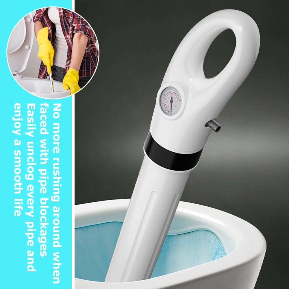 Toilet Plunger Unblocker, with Toilet Unclogging Head,Sink Drain Plug and Pump; Powerful Electric Dredge Equipment, High Pressure Drain Unclogging Tool, Multi-Purpose Air Pump Plunger