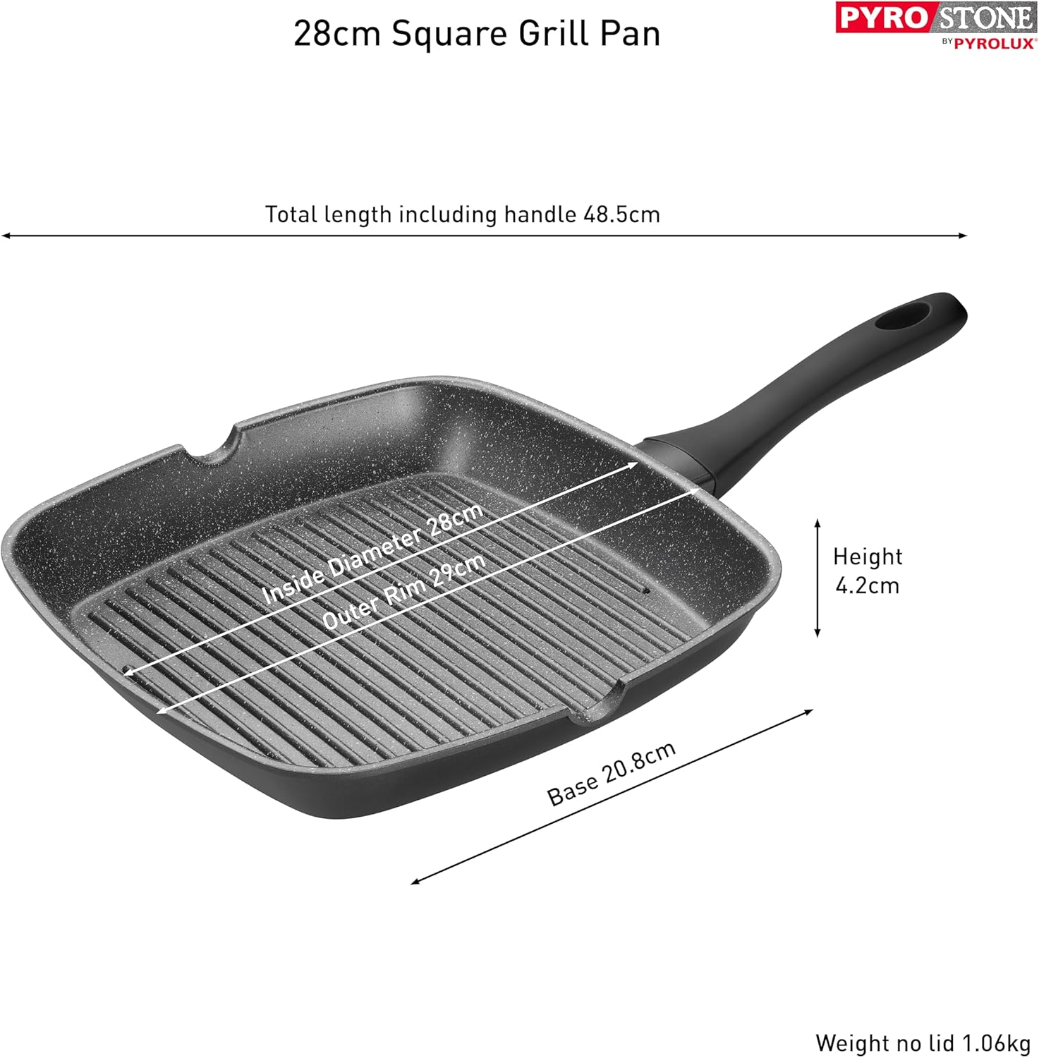 Pyrolux Pyrostone Square Grill Pan, 28 X 28 Cm Black image number 1