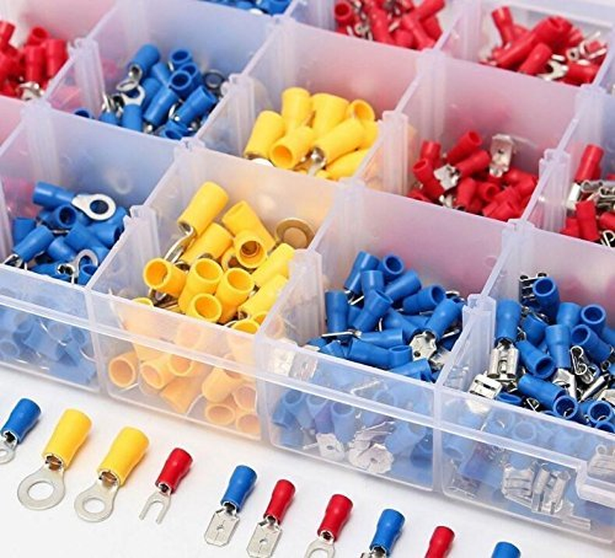 Valuehall 1200Pcs Crimp Terminals with Portable Storage Box, Widely Application Heat Shrink Crimp Connector Wire Terminals 18 Types of Specification, 3 Colors V7003-1 image number 3