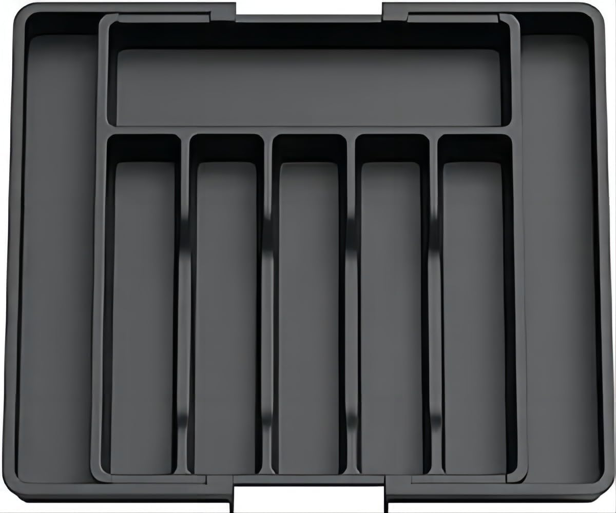 HIGHROCK Kitchen Tableware Storage,Cutlery Drawer Organiser,Expandable Utensil Tray, Adjustable Cutlery and Flatware Holder, Spoon Forks Holder (BLACK) image number 2