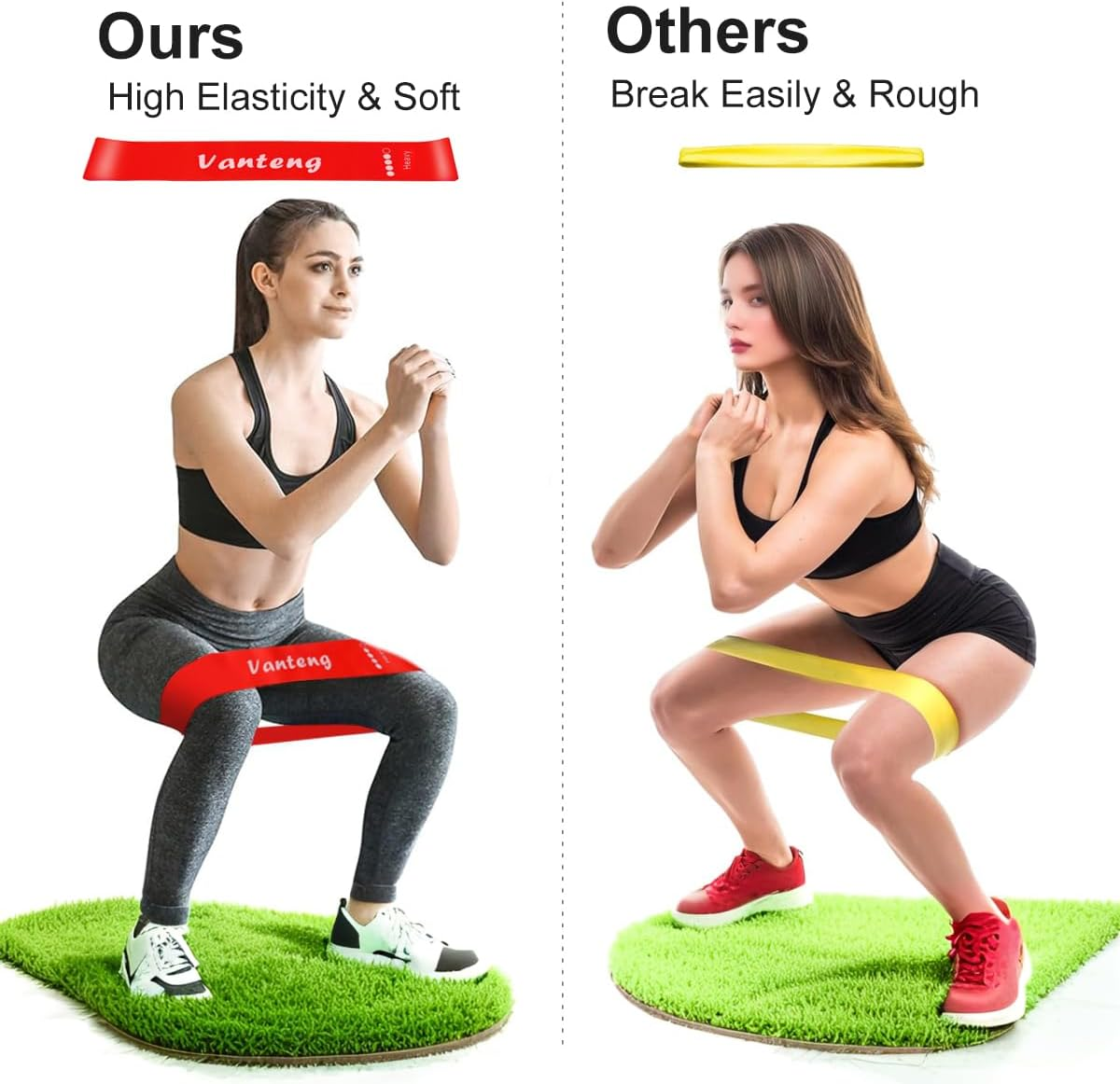 Vanteng Resistance Bands, [Set of 5] Exercise Loop Bands with 5 Different Strength Levels - Rubber Latex Anti-Slip Fitness Bands - Carry Bag Included - Ideal for Home Gym Pilates Yoga Workout image number 4