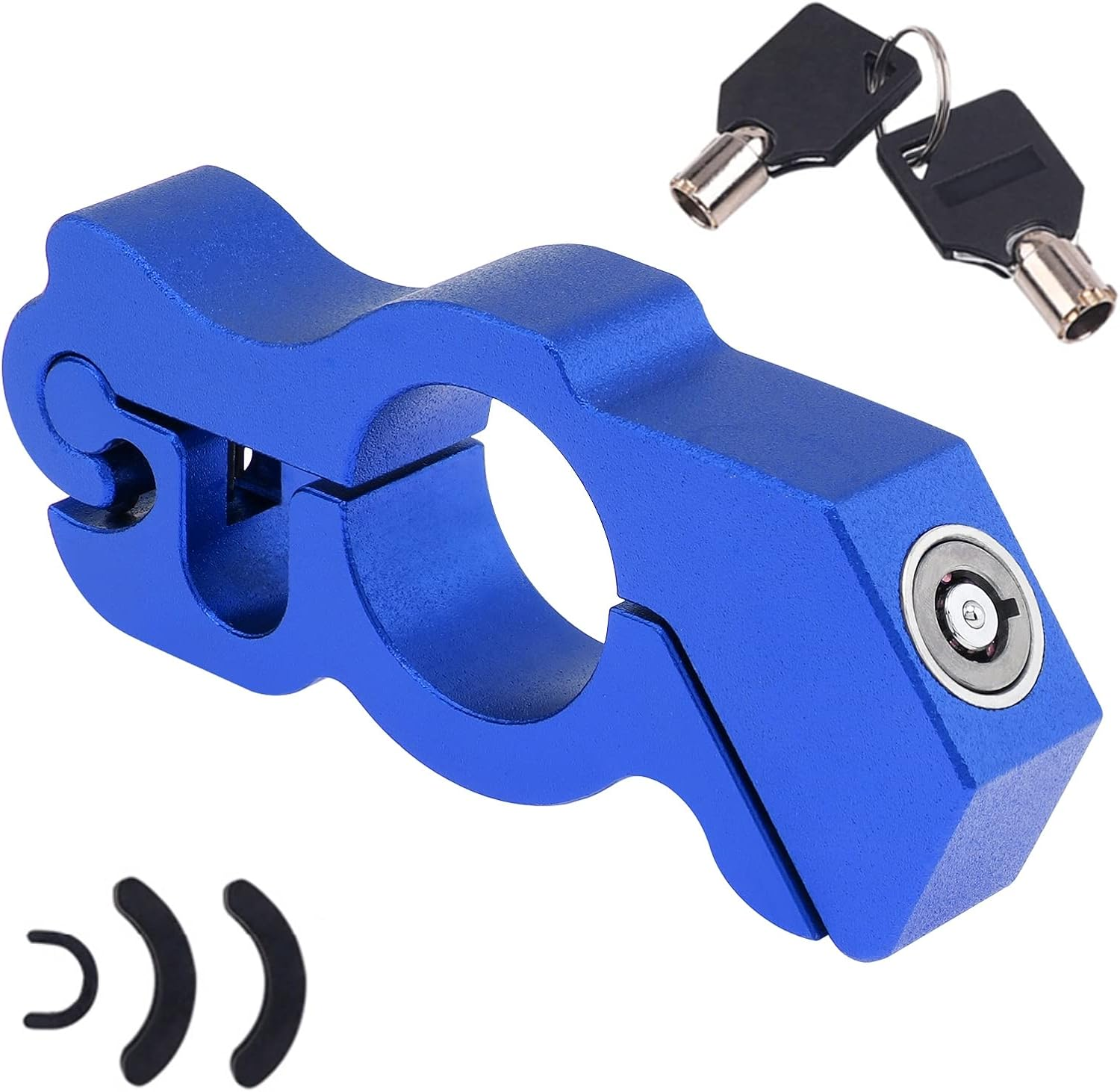 Windance Motorcycle Handlebar Grip Lock,Throttle Clutch Brake Lever Lock, anti Theft 2 Keys to Secure Your Motorcycle Bike ATV Moped Scooter in under 5 Seconds (Blue, L) - Blue image number 3