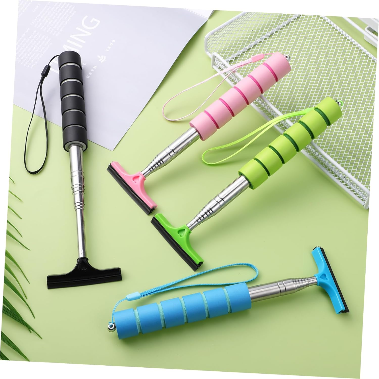 SWOOMEY Telescoping Car Mirror Squeegees 4Pcs Mini Water Wipers for Rear View and Wing Mirrors, Handheld Window Cleaner Set for Automotive Exterior Care in Multiple Colors