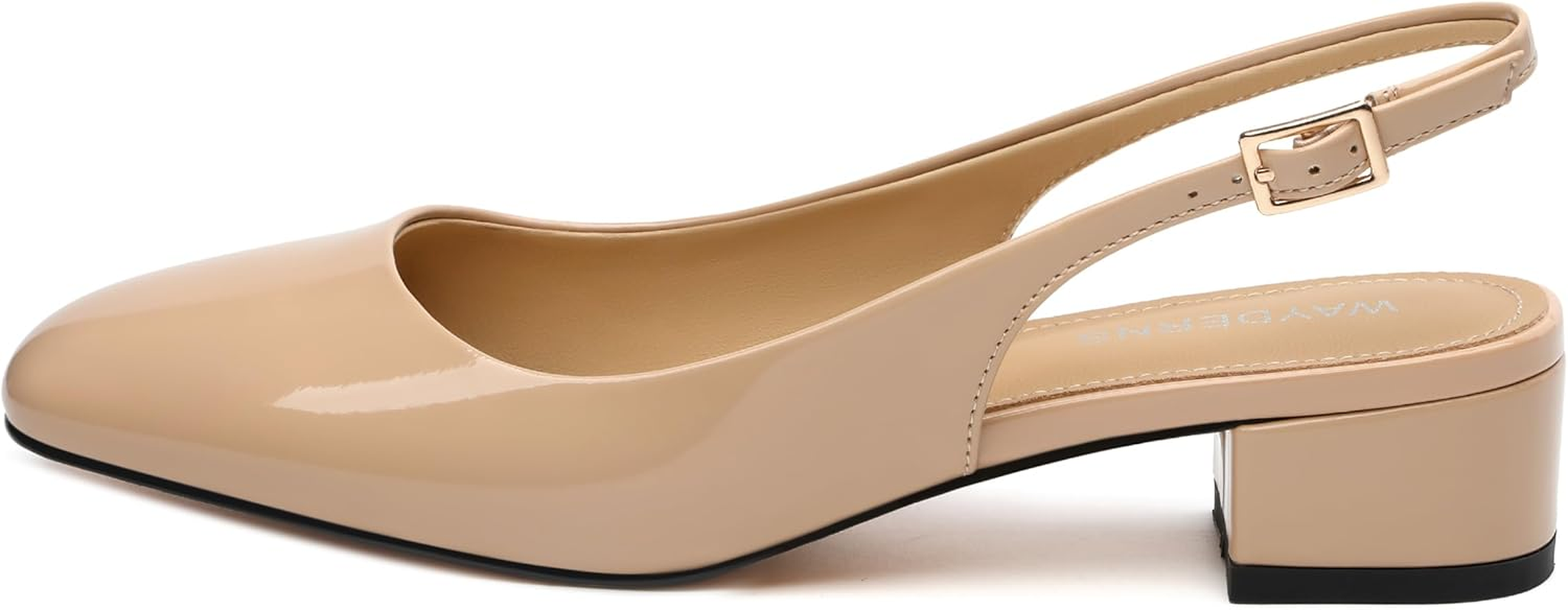 WAYDERNS Women'S Chunky Heel Slingback Pumps Square Closed Toe 1.5 Inch Low Block Heels Comfortable Casual Wedding Work Dressy Shoes image number 5
