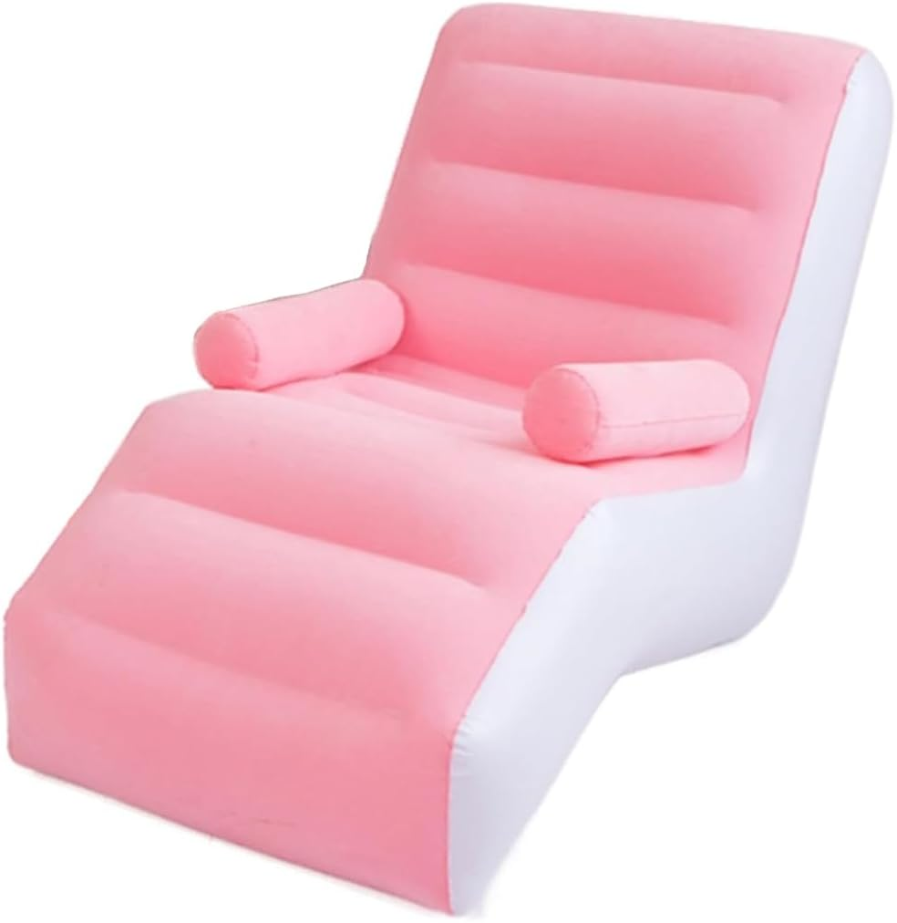 AIMALL S-Shaped Inflatable Recliner Sofa Chair for Adults, Pink Flocking PVC Blow up Lounger for Home, Office, Nap, Relaxation, 33.46In X 55.11In X 31.49In image number 5