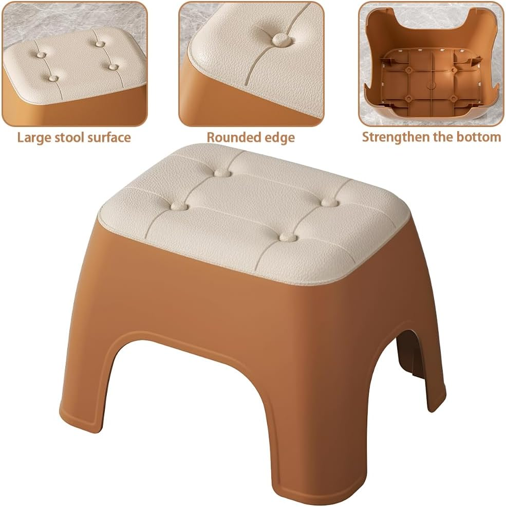 Portable Small Footstool Armchair Shoe Changing Stools Anti-Slip Chair Plastic Toddler Stool Kindergarten Household Small Bench 33X26.5X23Cm (Orange) image number 2