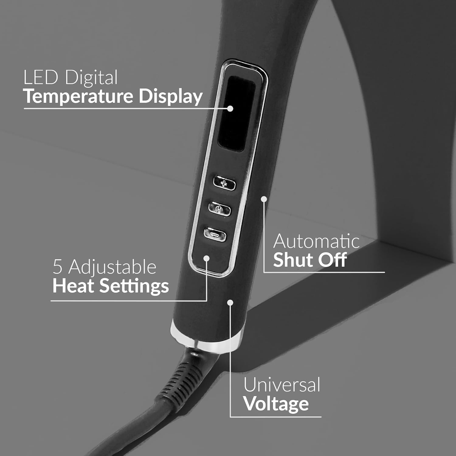 MUK. Hot Paddle Brush Professional Series - Hot Hair Brush Ceramic Tourmaline Coated Bristles for Frizz Free Styling. 5 Temperature Settings with LED Display, Professional Hair Straightener Brush image number 4