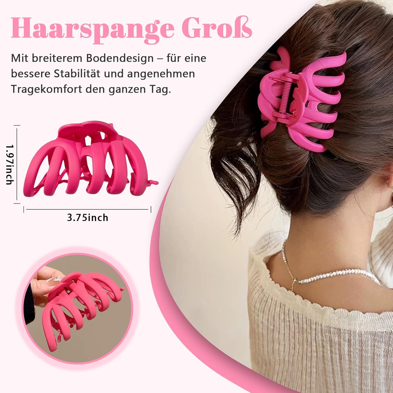 Hair Clip Large Thick Hair 4 Pieces 9.5 Cm Hair Clips Girls Non-Slip Claw Clip Hair Styling Accessories for Women Ladies Hair Clips Set image number 1