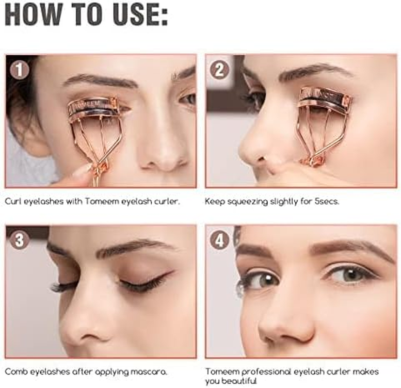 Professional Eyelash Curler with Comb, Rose Gold, Volumizing Lash Lift Kit for Home, Travel with Refill Pads image number 4