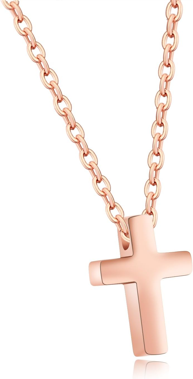 TEMICO Tiny Simple Cross Pendant for Children Boys Girls Stainless Steel Small Necklace with 16" Chain