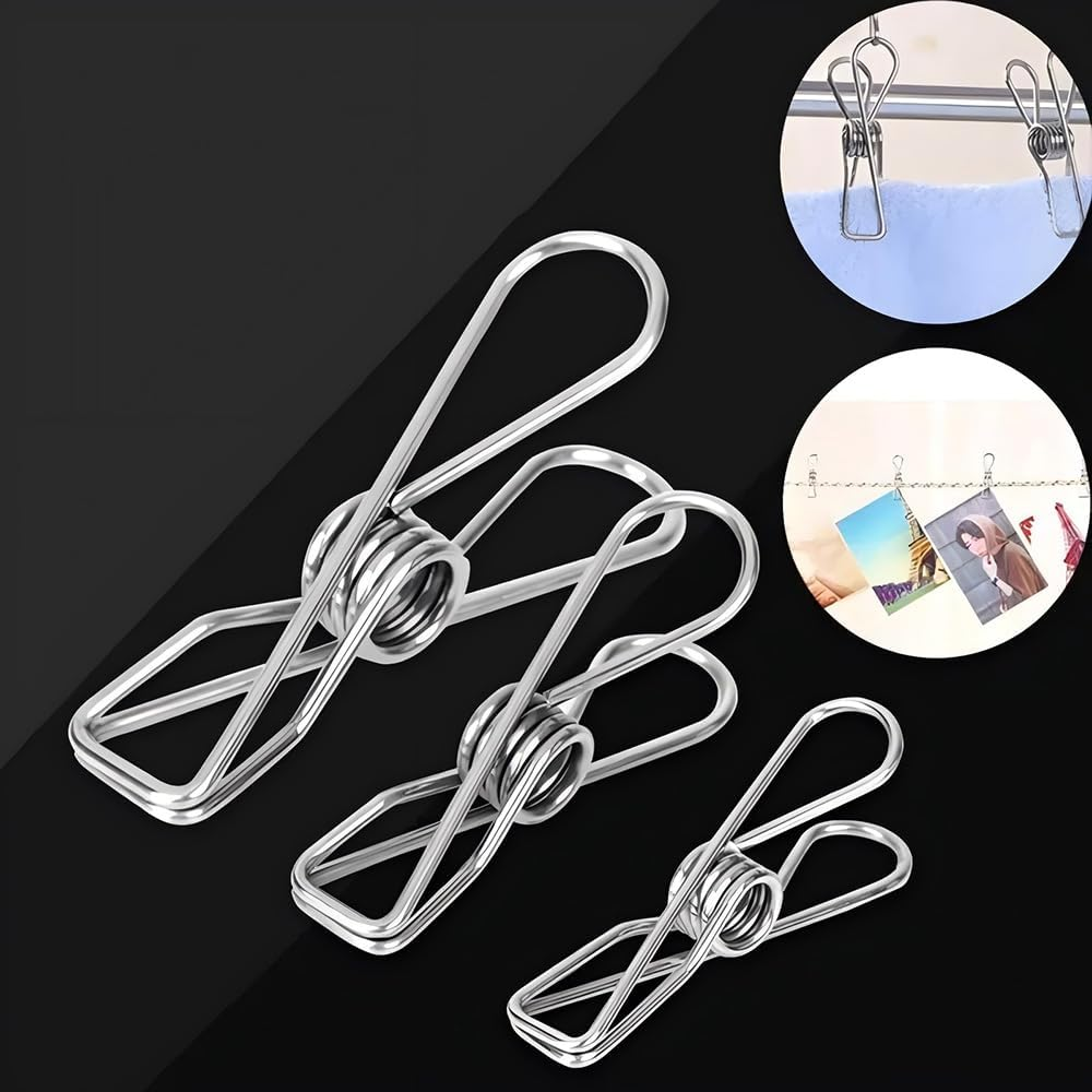 Kushucun Stainless Steel Pegs 20-Pack Durable Stainless Steel Clips for Laundry, Bed Sheets, Socks, and Outdoor Drying - Strong & Rust-Resistant Spring Clamps for Windproof Clothesline, Craft image number 2