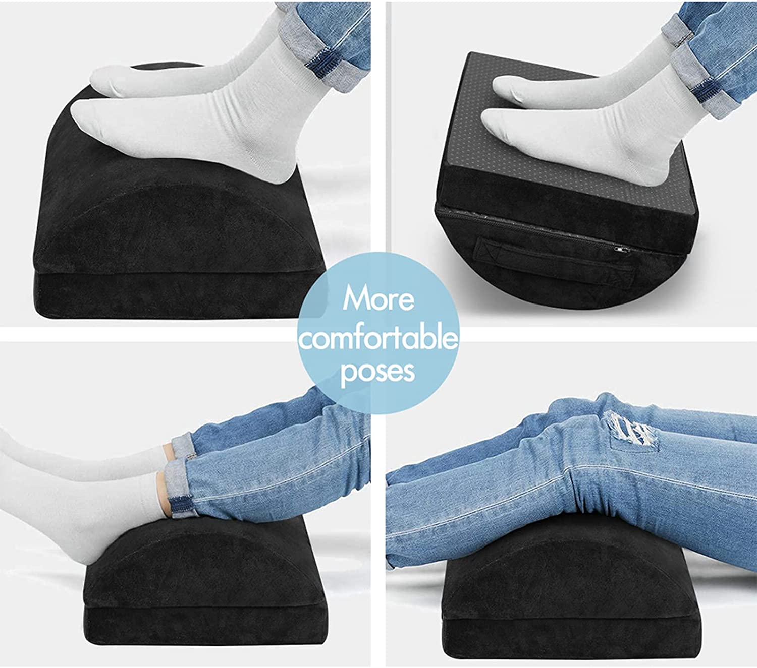 STARRY EUCALYPT Office Foot Stool Rest under Desk for Office Gaming Chairs, Ergonomic Memory Foam Foot Stool Pillow, Adjustable Foot Cusion Footrests with Non-Slip Base Cover for Back & Hip Pain Relief,Advanced Black image number 1