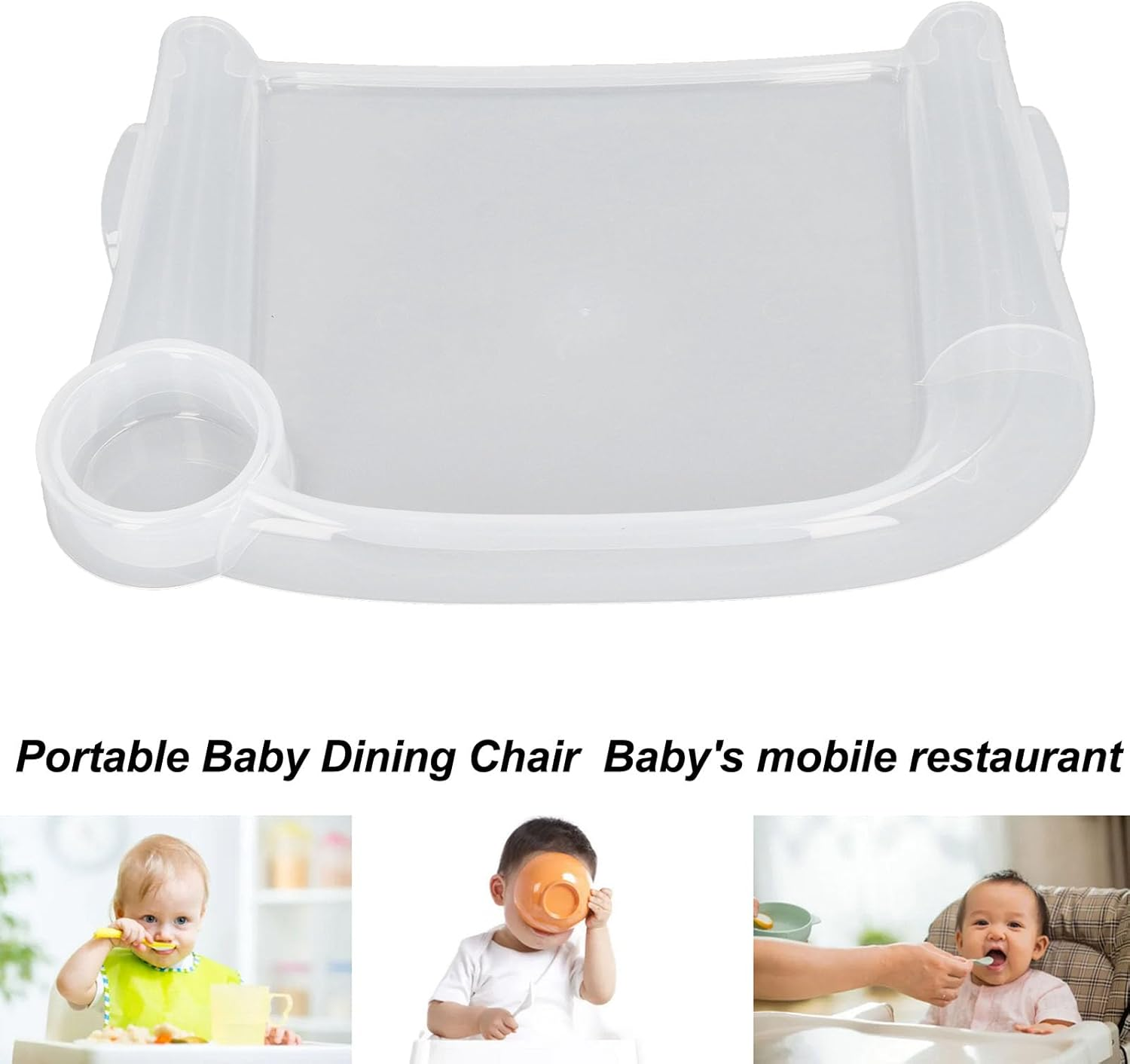 Baby Dining Tray, Portable Baby Feeding Tray for Clip on Fast Table Chair Ideal for Baby Toddler for Meal Restaurant, Clear Plastic Baby Dining Tray Accessory for Toddlers, image number 4