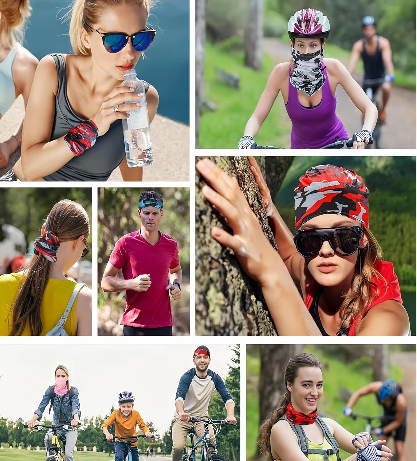 YBVABE Neck Gaiter, Multifunction Headwear Bandana Face Masks, Elastic Ice Silk Outdoor Tube Scarf, UV Resistance Cooling Breathable Face Cover Scarf for Men Women Sports - Cycling Hiking Fishing image number 3