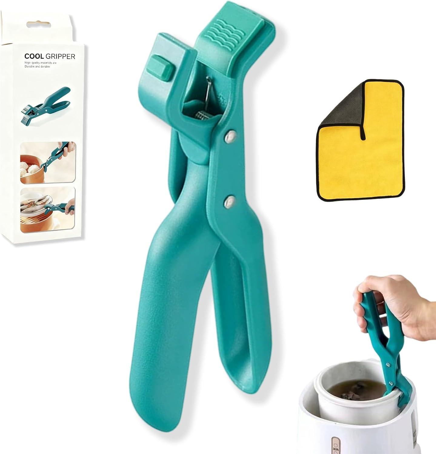 Multi Angle Hot Plate Gripper, Hot Plate Gripper Tongs, Multi-Purpose Hot anti Scald Bowl Holder Clip for Kitchen, Secure Grip & Non Slip for Dishes, Plates (2, Green&Red)