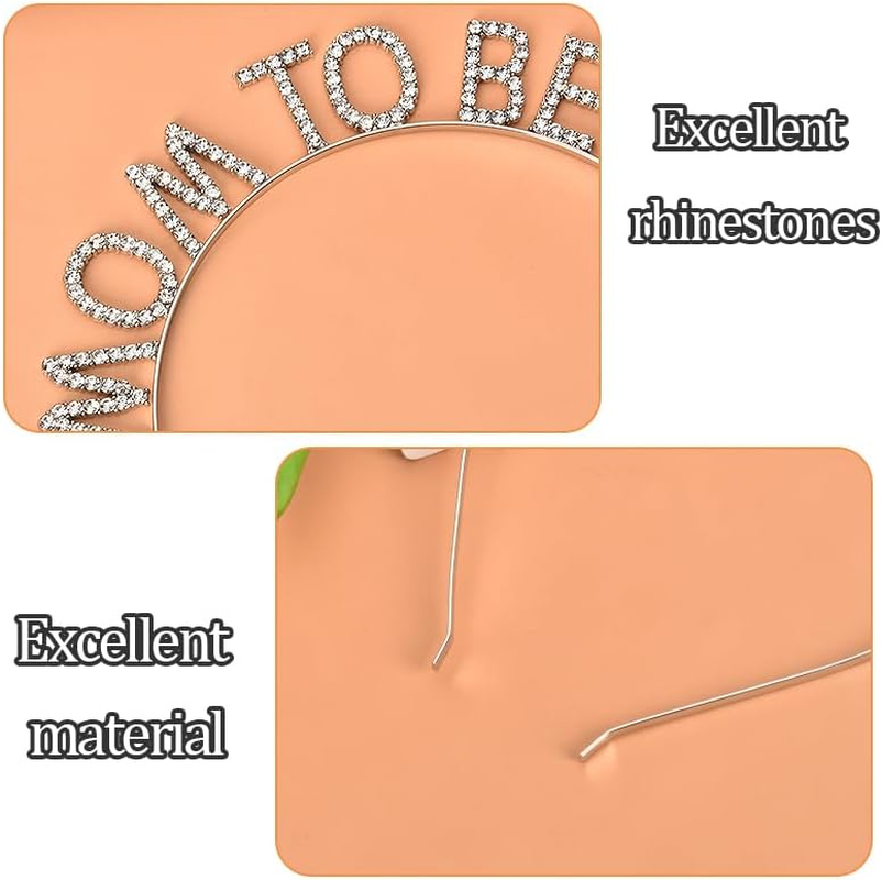 Mama to Be Headbands Baby Shower Tiara Crown Headband Silver First Time Mom Gifts for Pregnant Women New Mom Gift Pregnancy Announcement Gender Reveal Hairband Hair Accessories image number 3