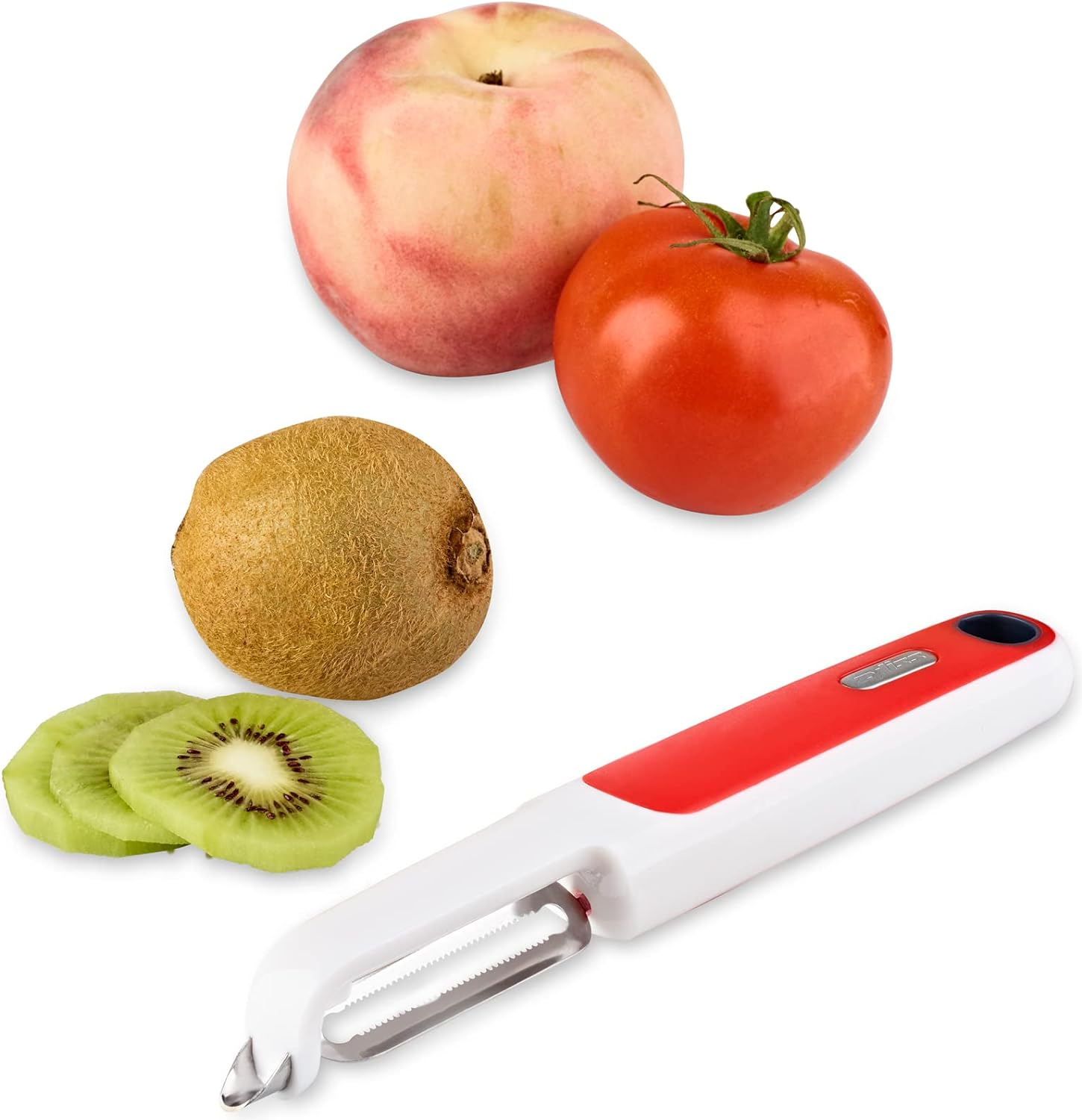 Zyliss Vegetable Peeler | Smooth Glide Swivel Potato Peeler with De-Eyeing Cutting Tip | Comfortable Ergonomic Handle | Stainless Steel Sharp Blade | 2.5 X 9.5 X 26 Cm | White/Red image number 4