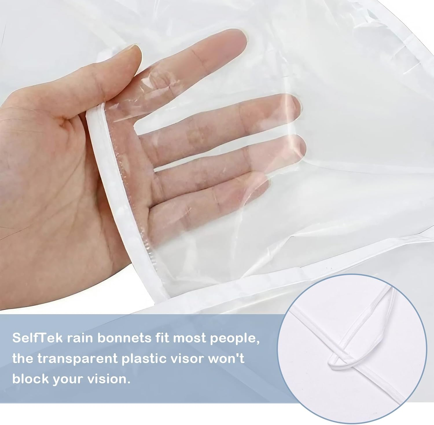 Selftek 2 Pcs Rain Hat Plastic Bonnet Protect Hairstyle for Women and Lady Clear White image number 1
