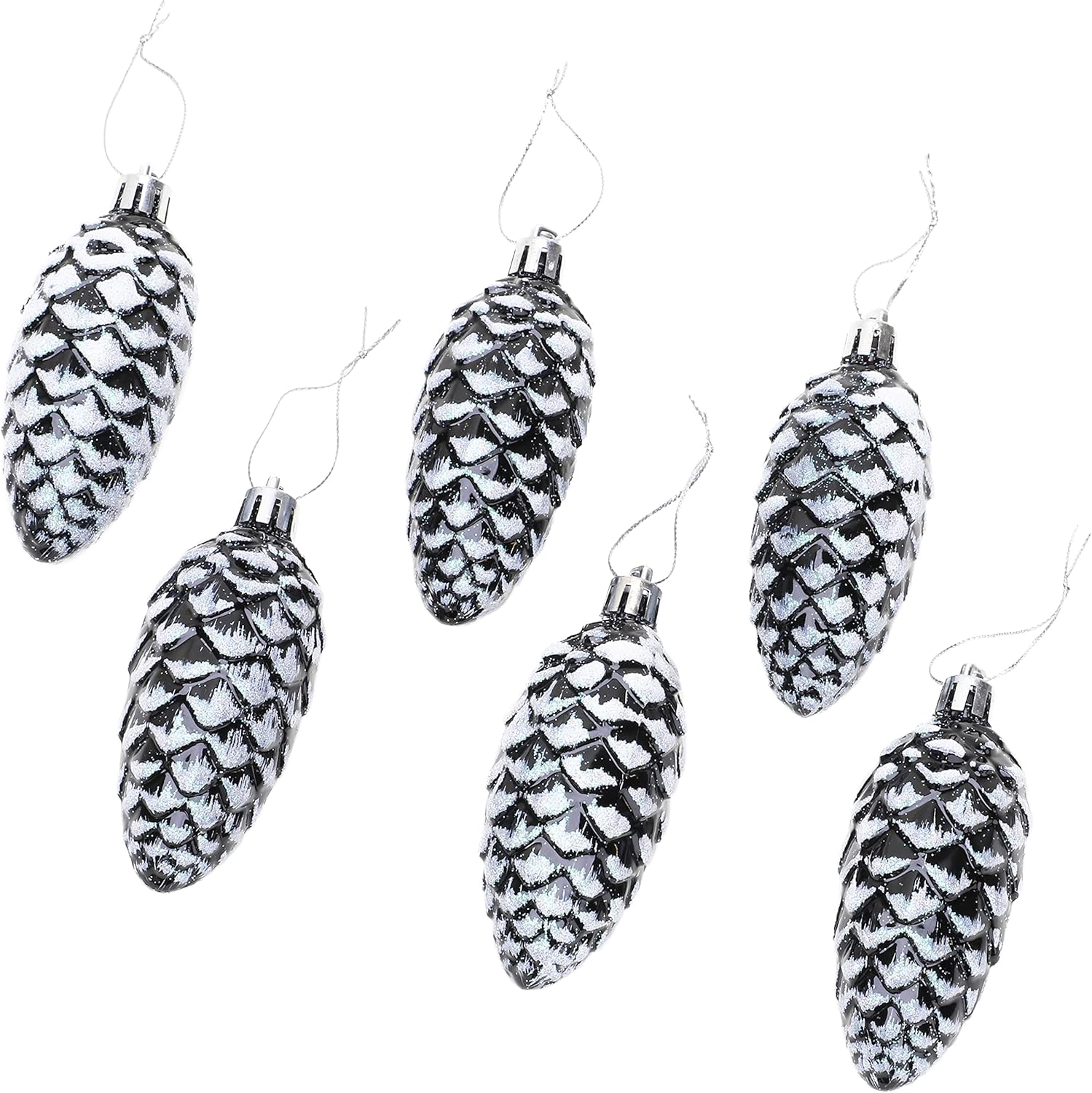 Christmas Concepts&reg; Pack of 6 &ndash; 90Mm Shiny & Glitter Decorated Pine Cone Baubles &ndash; Christmas Tree Decorations