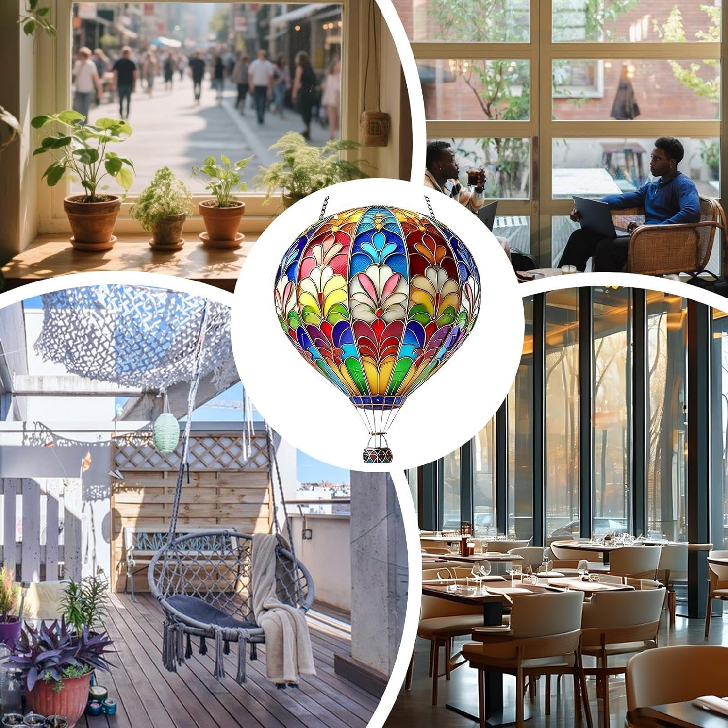 Hot Air Balloon Lantern, Garden Ornaments Outdoor, Hot Air Balloon Light, Hanging Garden Lights, Charming Acrylic Home Decor for Window Door Tree Gardan image number 4