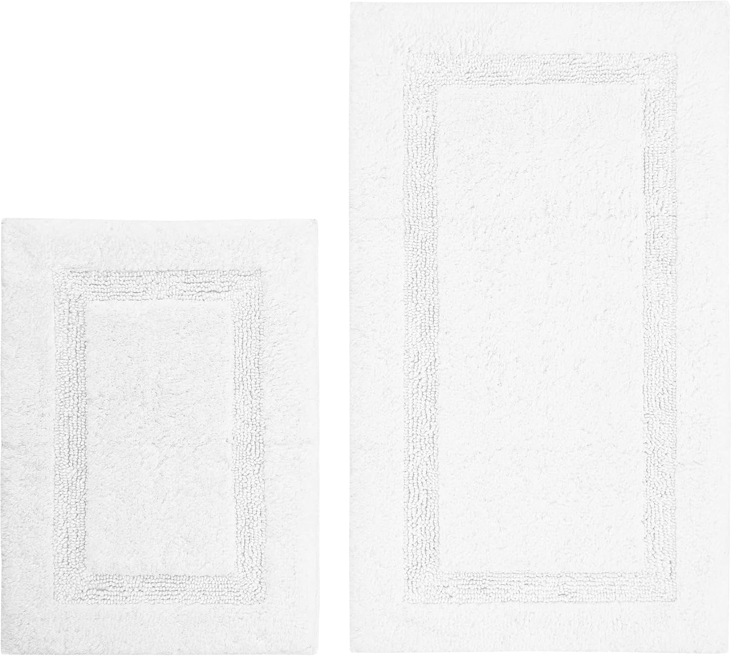 Nautica - Bathroom Rugs, Soft & Absorbent Cotton Bath Mat, Modern Bathroom Decor (Ton White, 2 Piece)