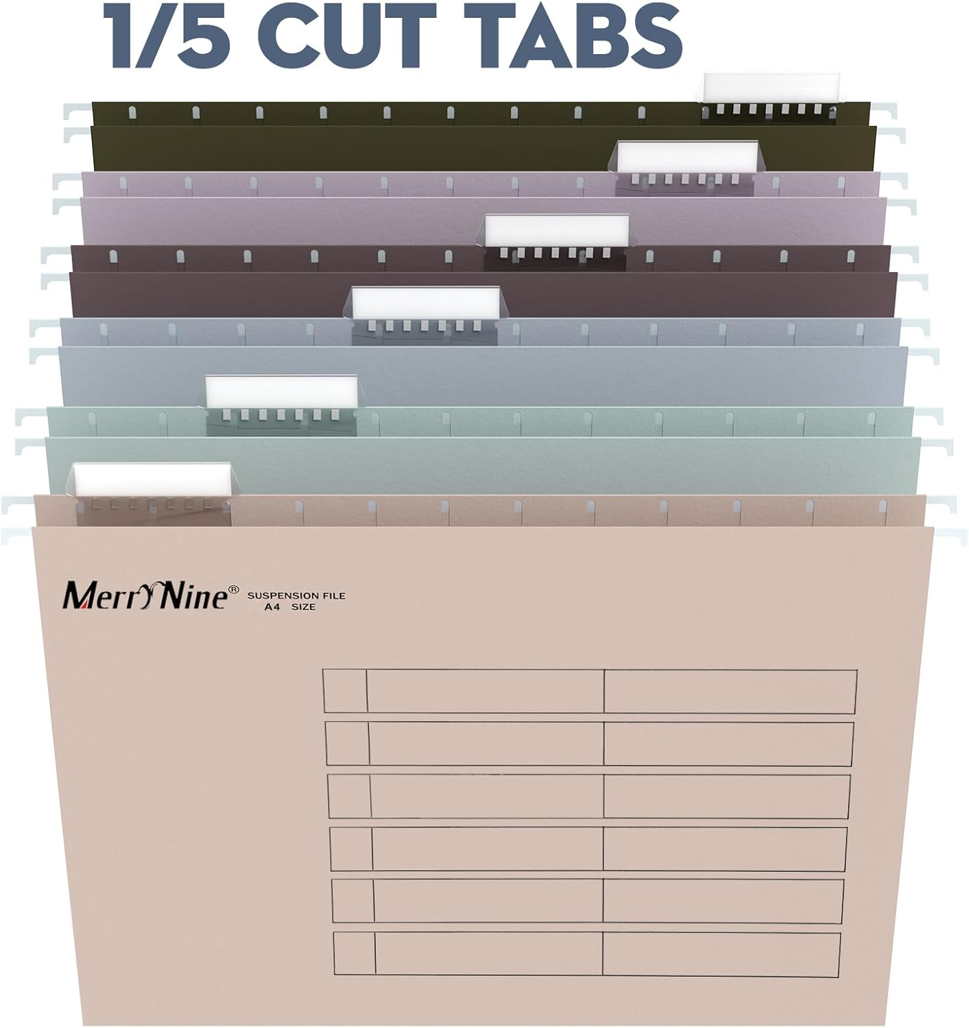 Merrynine 24Pcs A4 Suspension Files, A4 Hanging Filing Cabinet Suspension Files with Tabs and Card Inserts for School Home Work Office Organization (Mixcolor) image number 2