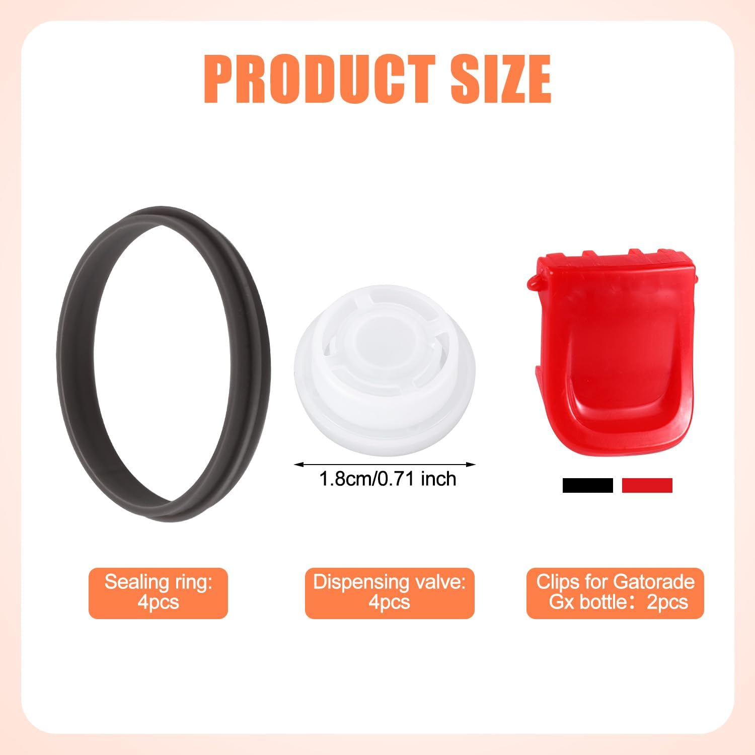 10Pcs Bottle Lid Replacement Compatible with Gatorade Water Bottle, Dispensing Valves Replacement Gasket Silicone Valve and Plastic Insert & Bottle Seal & Clip for Gatorade GX 30Oz Part Accessories image number 5