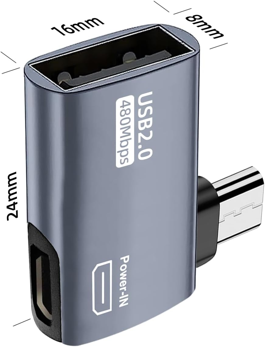 Areme 2 Pack OTG Cable Adapter for Fire TV Stick 4K, 90 Degree Left and Right Angle Powered Micro USB to USB OTG Adapter for Android Phone Tablet and More Host Devices with Micro USB (Grey) image number 2