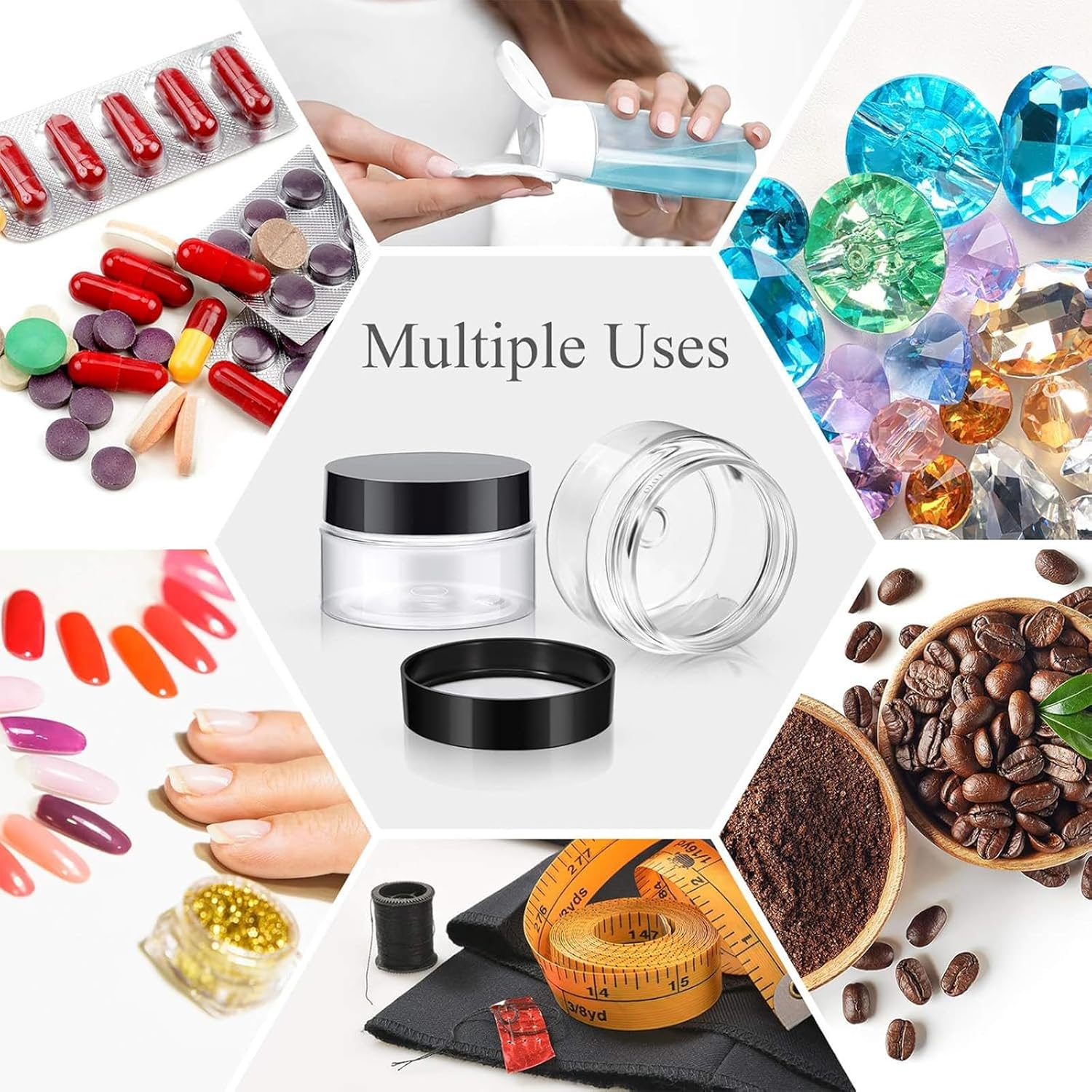 10 Gram Sample Containers with Lids, 30 Count Tiny Sample Jars, Empty Lip Balm Containers, Mini Cosmetic Containers with Lids, Makeup Travel Containers image number 3