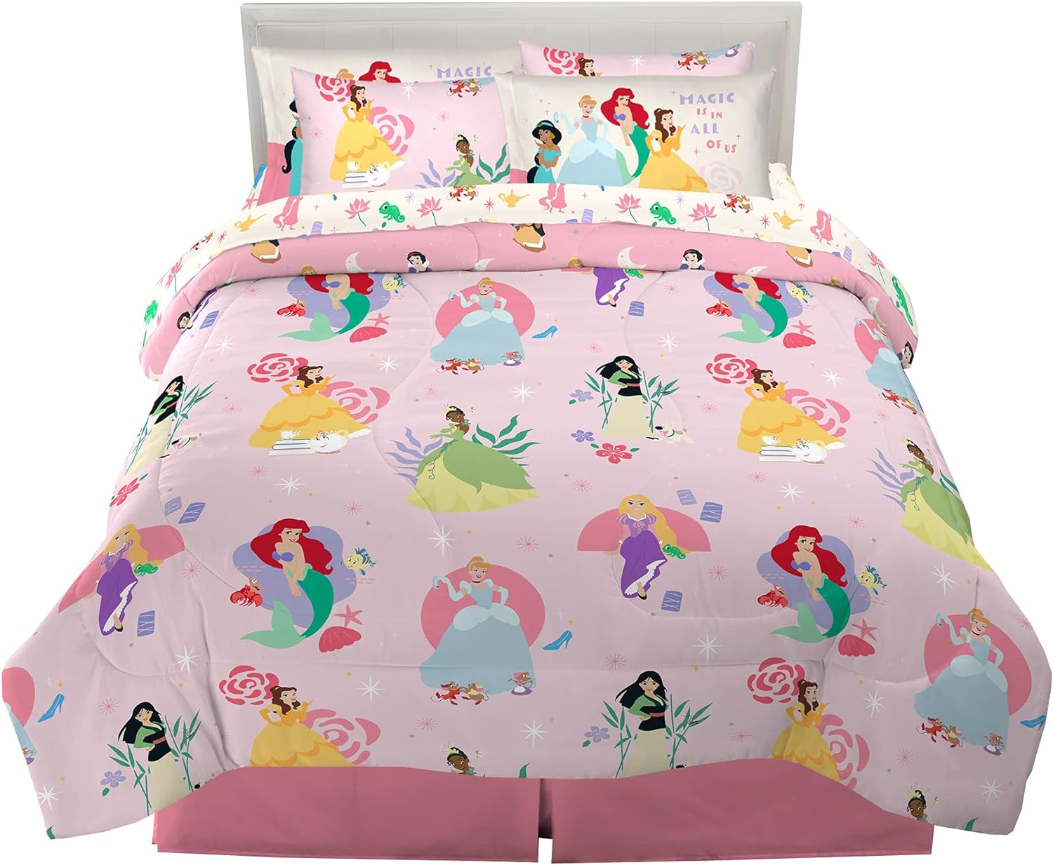 Franco Disney Princess Kids Bedding Super Soft Comforter and Sheet Set with Sham, 7 Piece Full Size, Official Disney Product by (Prints May Vary)