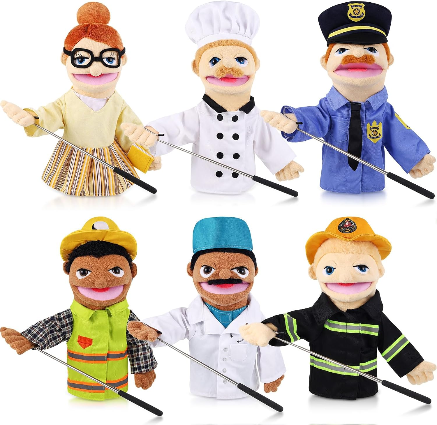 1 Pcs Family Hand Puppets 12 Inch Grandparents, Mom & Dad, Brother & Sister Plush Hand Puppet Toys Role-Play Toy Puppets for Kids Storytelling Imaginative Pretend Play Teaching Preschool(Brother) image number 6