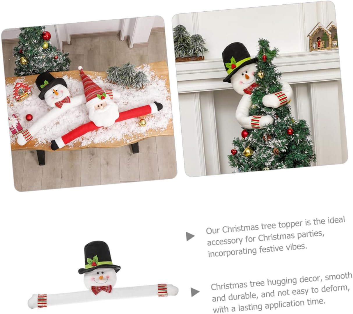 Christmas Tree Topper Snowman Hugging Decoration for Festive Home Atmosphere Unique Xmas Ornament for Holiday Parties Christmas Decor Accessory image number 2