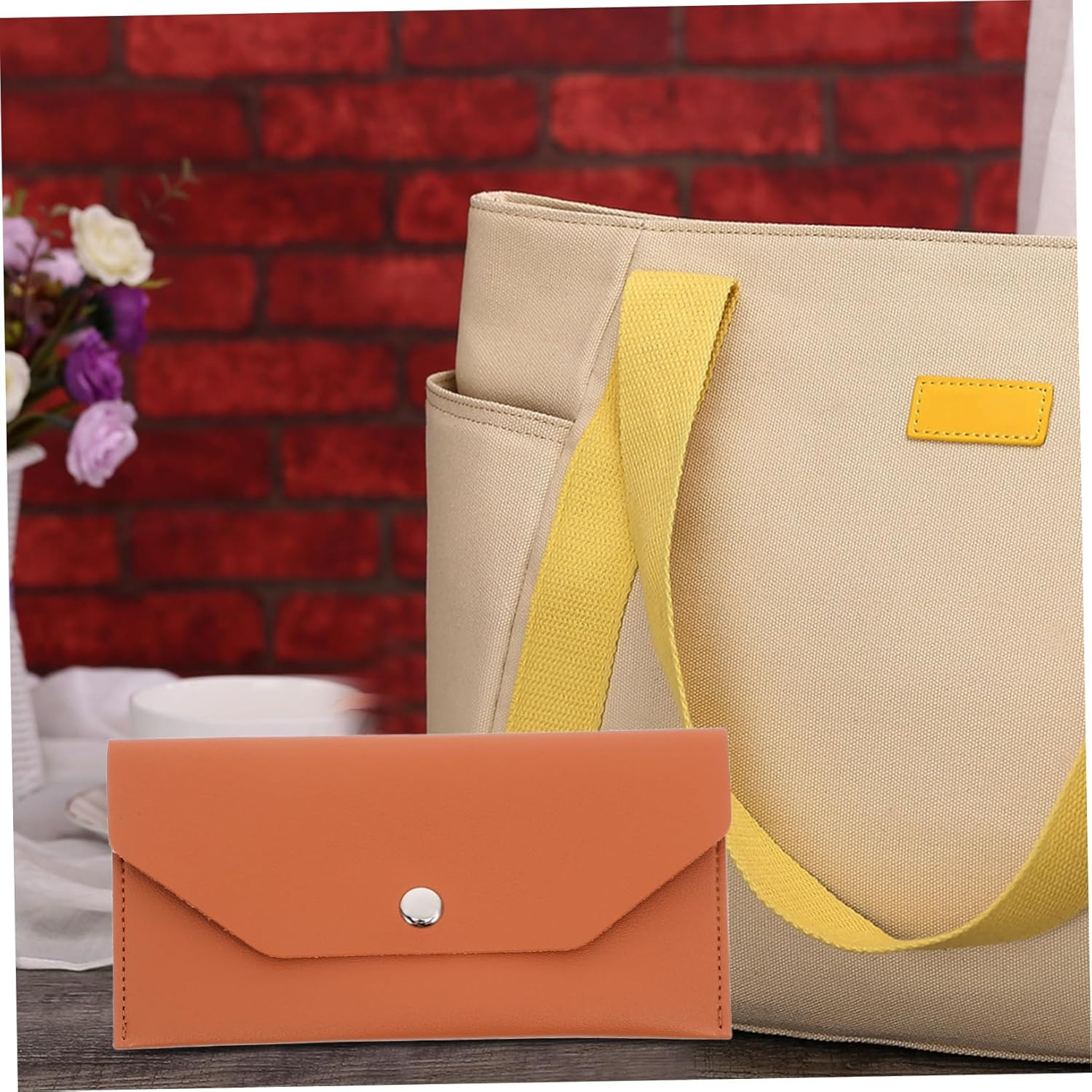 Jojofuny Pu Business Card Holder Cash Envelopes Bag Passport Pouch for Travel Card Organizer Passport Case for Airport Money Envelope - Brown image number 3