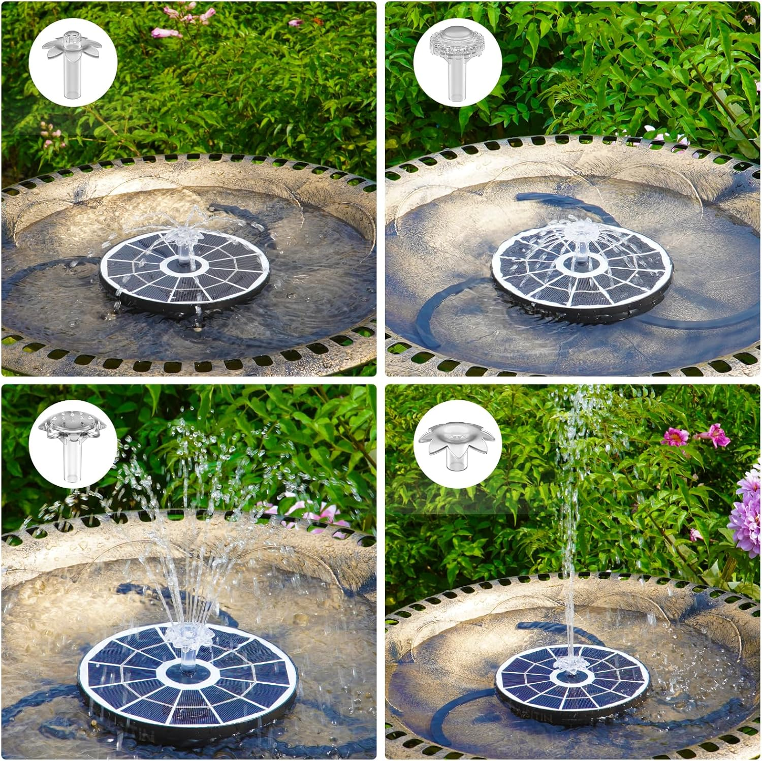 AISITIN 3.7W Solar Bird Bath Fountain Upgraded 6.3" Solar Glass Panel, Solar Powered Fountain Pump with Integrated Bracket & Storage for Bird Bath, Pond, Garden, Aquarium and Outdoor image number 1