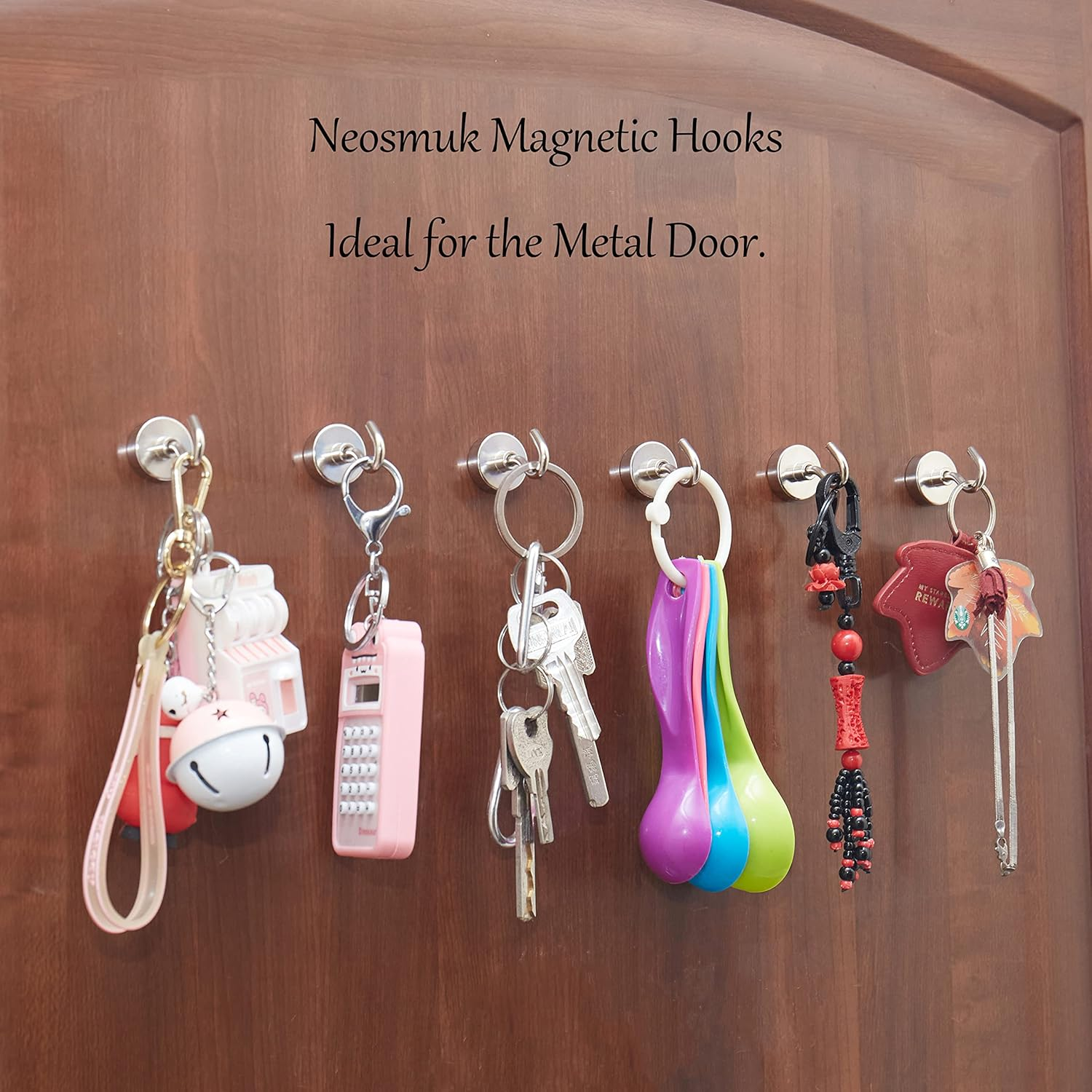 Neosmuk Magnetic Hooks, Heavy Duty Earth Magnets with Hook for Refrigerator, Extra Strong Cruise Hook for Hanging, Magnetic Hanger for Cabins, Grill (Silvery White, Pack of 10) image number 5