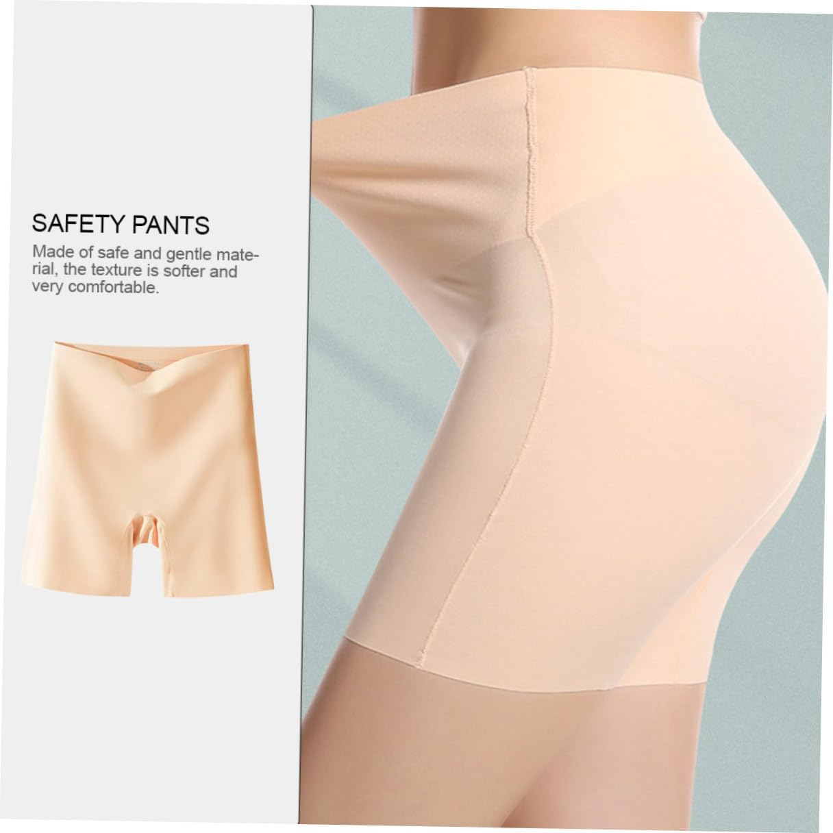 Women'S High Waist Maternity Underwear Seamless Breathable Pregnancy Panties Tummy Control Anti-Rolling Safety Shorts for Postpartum Khaki image number 3