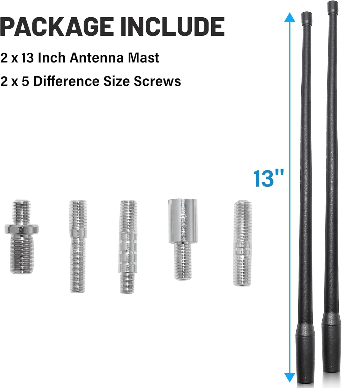 Anina 2PC 13 Inch Antenna Mast for 1998-2022 Harley Davidson Motorcycle Aerial Antenna for FM/AM Radio Signal Reception Car Wash Proof - Durable Flexible Rubber image number 6