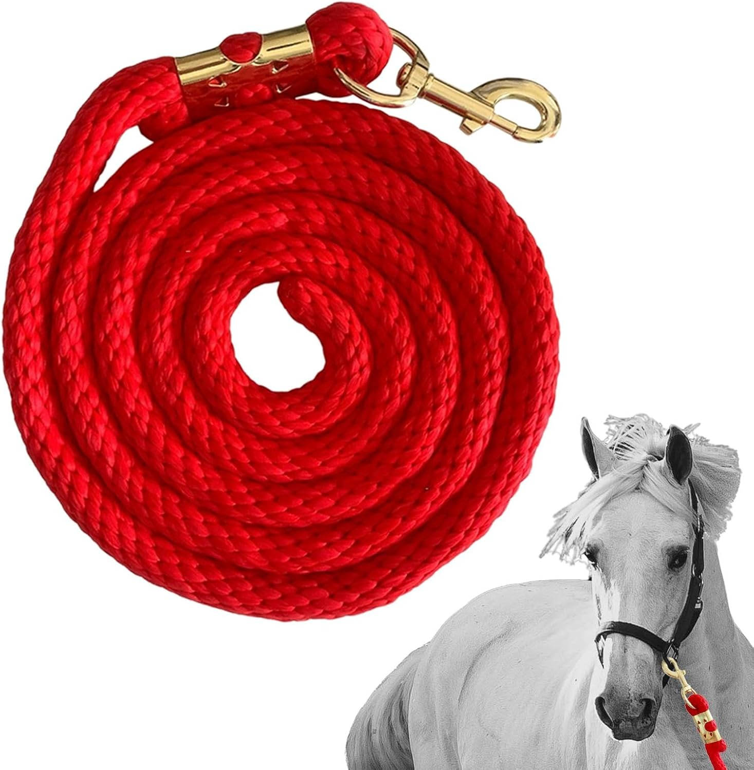 Gihioue Horse Lead Rope, 6.5Ft Long Cable with Push Button - Training Lead, Long Rope, Pet Accessories, Dog Lead image number 4